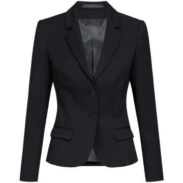Greiff Corporate Wear BASIC Damen Business-Blazer Reverskragen Slim Fit Schurwollmix OEKO TEX® Schwarz 42