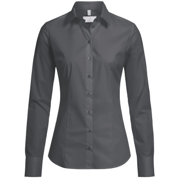 Gr&ouml;&szlig;e 34 Greiff Corporate Wear Basic Damen Bluse Lamgarm Slim Fit Kent Kragen Grau Modell 6510