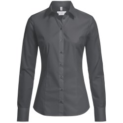 Gr&ouml;&szlig;e 40 Greiff Corporate Wear Basic Damen Bluse Lamgarm Slim Fit Kent Kragen Grau Modell 6510