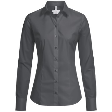 Gr&ouml;&szlig;e 42 Greiff Corporate Wear Basic Damen Bluse Lamgarm Slim Fit Kent Kragen Grau Modell 6510