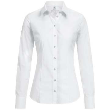 Gr&ouml;&szlig;e 40 Greiff Corporate Wear Basic Damen Bluse Lamgarm Slim Fit Kent Kragen Wei&szlig; Modell 6510