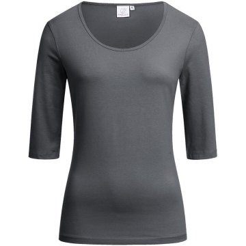 Greiff Corporate Wear SHIRTS Damen Shirt 3/4 Arm Rundhals Regular Fit Baumwollmix Stretch OEKO TEX® Anthrazit XXL