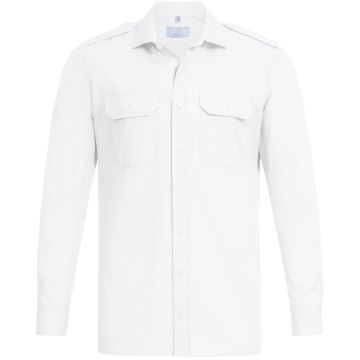 Greiff Corporate Wear SIMPLE Herren Pilothemd Langarm New-Kentkragen Regular Fit Baumwollmix OEKO TEX® Weiß 45/46