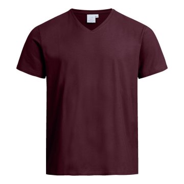 Greiff Corporate Wear SHIRTS Herren Shirt Kurzarm V-Ausschnitt Regular Fit Baumwollmix Stretch OEKO TEX® Burgund Rot S