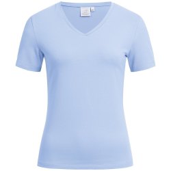 Greiff Corporate Wear SHIRTS Damen T-Shirt Kurzarm V-Ausschnitt Regular Fit Baumwollmix Stretch OEKO TEX® Hellblau XS