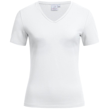 Greiff Corporate Wear SHIRTS Damen T-Shirt Kurzarm V-Ausschnitt Regular Fit Baumwollmix Stretch OEKO TEX® Weiß XS