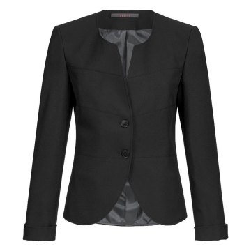 Greiff Corporate Wear SIMPLE Damen Blazer Rundhals Schößchen Regular Fit Polyester OEKO TEX® Schwarz 50
