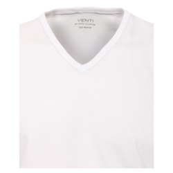 VENTI Herren T-Shirt Kurzarm V-Ausschnitt Modern-Fit Doppelpack Weiß