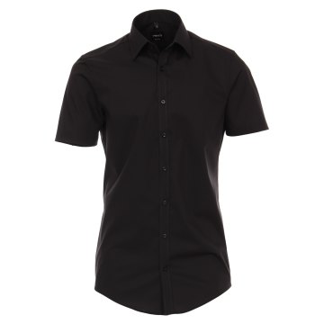 VENTI Herren Businesshemd Kurzarm Kent Body-Fit Schwarz