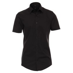 VENTI Herren Businesshemd Kurzarm Kent Body-Fit Schwarz