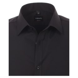 VENTI Herren Businesshemd Kurzarm Kent Body-Fit Schwarz