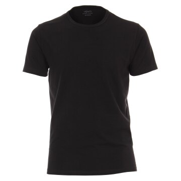 VENTI Herren T-Shirt Kurz Rundhals Modern-Fit Doppelpack Schwarz M