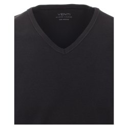 VENTI Herren T-Shirt Kurzarm V-Ausschnitt Modern-Fit Doppelpack Schwarz M