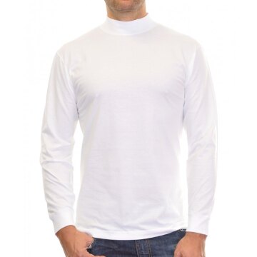 RAGMAN Herren Shirt Langarm Stehkragen Single-Jersey Weiß