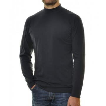 RAGMAN Herren Shirt Langarm Stehkragen Single-Jersey Marine