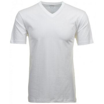 RAGMAN Herren T-Shirt Doppelpack Kurzarm V-Neck Regular Weiß