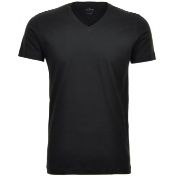 RAGMAN Herren T-Shirt Kurzarm V-Neck Body Fit 100% Baumwolle Schwarz Doppelpack Modell 48057