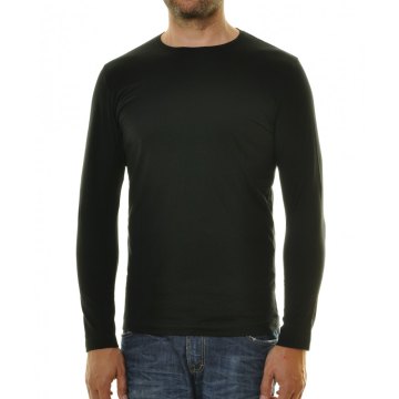 RAGMAN Herren Shirt Langarm Rundhals Body Fit Schwarz 100% Baumwolle Modell 482180