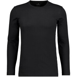 RAGMAN Herren Shirt Langarm Rundhals Single-Jersey Schwarz