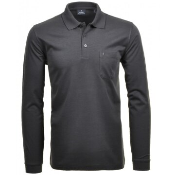 RAGMAN Herren Poloshirt Langarm Polokragen Baumwollmix Anthrazit