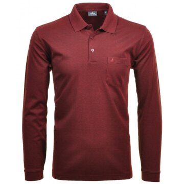 RAGMAN Herren Poloshirt Langarm Polokragen Baumwollmix Rot