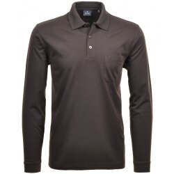 RAGMAN Herren Poloshirt Langarm Polokragen Baumwollmix Mokka