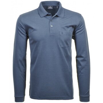 RAGMAN Herren Poloshirt Langarm Polokragen Baumwollmix Jeansblau