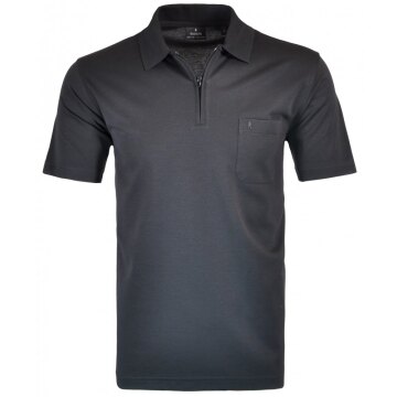 RAGMAN Herren Poloshirt Kurzarm Polokragen Zipper Schwarz