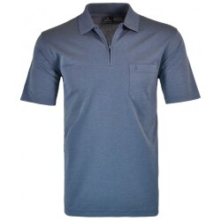 RAGMAN Herren Poloshirt Kurzarm Polokragen Zipper Jeansblau
