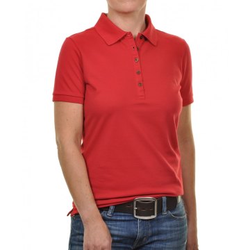 RAGWOMAN Damen Poloshirt Kurzarm Regular Fit Piqué Baumwoll-Mix Rot