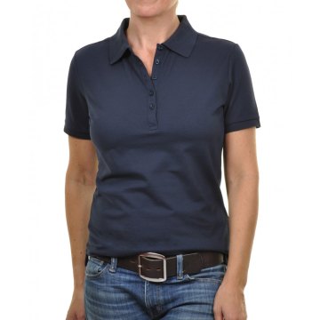 RAGWOMAN Damen Poloshirt Kurzarm Regular Fit Piqué Baumwoll-Mix Marine