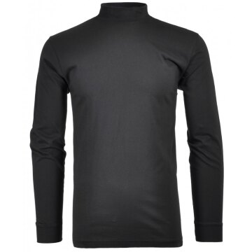 RAGMAN Herren Shirt Langarm Stehkragen Regular Single-Jersey Schwarz L