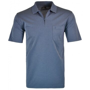 RAGMAN Herren Poloshirt Kurzarm Polokragen Zipper Regular Jeansblau XL