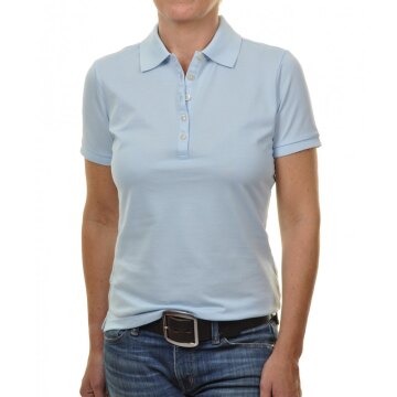 RAGWOMAN Damen Poloshirt Kurzarm Regular Baumwollmix Piqué Hellblau S