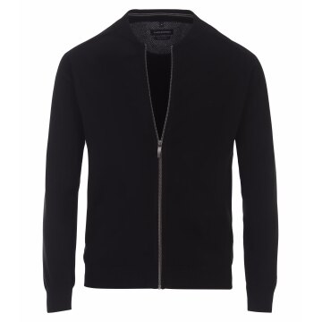 CASAMODA Herren Strickjacke Zipper Regular Baumwolle Schwarz