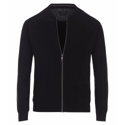CASAMODA Herren Strickjacke Zipper Regular Baumwolle Schwarz