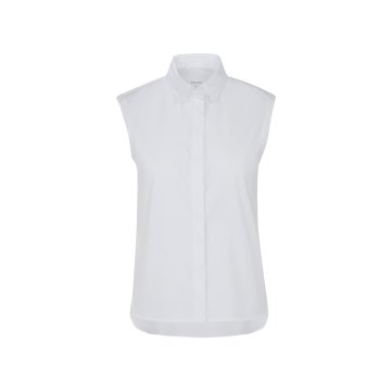 Seidensticker CITY-BLUSE Damen Bluse Ärmellos Kent Slim-Fit Weiß