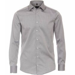 VENTI Herren Businesshemd Langarm Kent Modern-Fit Silber