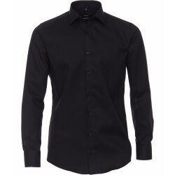 VENTI Herren Businesshemd Langarm Kent Modern-Fit Schwarz