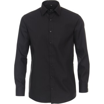 VENTI Herren Businesshemd Langarm Kent Modern-Fit Schwarz 39