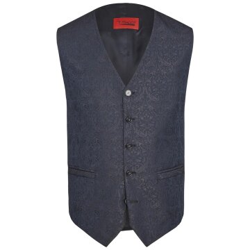 Wilvorst TZIACCO Herren Weste Royal V-Neck Webmuster Mitternachtsblau
