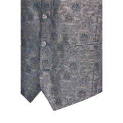 WILVORST Tziacco Hotline Royal Weste Blau mit Muster mit Stoffrücken Einreiher 5-Knopf Pattentaschen