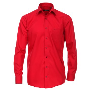 Größe 40 Casamoda Hemd Rot Uni Langarm Comfort Fit Normal Geschnitten Kentkragen 100% Baumwolle Bügelfrei
