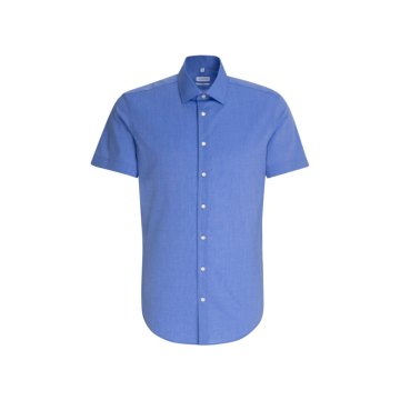 Seidensticker, Schwarze Rose, Hemd, Slim Fit, Mittelblau, Fil-a-Fil, | Klassische Hemden