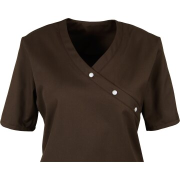 beb MEDIZIN/PFLEGE Damen KASACK Kurzarm V-Neck Baumwollmix Braun