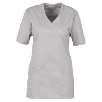 beb MEDIZIN/PFLEGE Damen KASACK Kurz V-Neck Baumwollmix Hellgrau