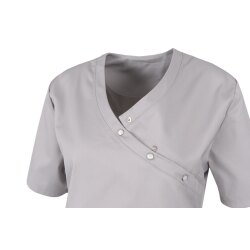 beb MEDIZIN/PFLEGE Damen KASACK Kurz V-Neck Baumwollmix Hellgrau