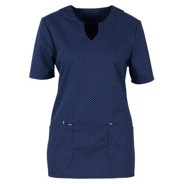 beb MEDIZIN/PFLEGE Damen KASACK Kurzarm V-Neck Marine gepunktet