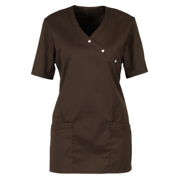 beb MEDIZIN/PFLEGE Damen KASACK Kurzarm V-Neck Baumwollmix Braun L