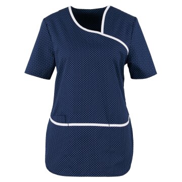 beb MEDIZIN/PFLEGE Damen KASACK Kurzarm V-Neck Marine gepunktet